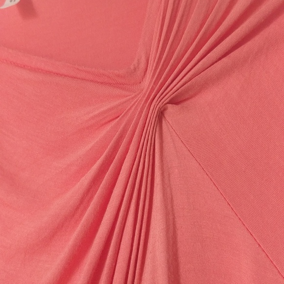 H&M Melon Orange Cap Sleeve Gathered Neckline Ruching Detail M - Picture 3 of 6